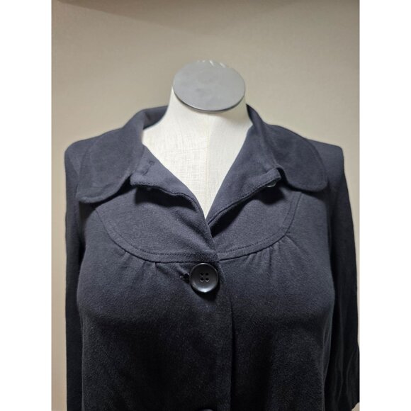 Black Cropped Cardigan With Button Front & 3/4 Sleeves - Picture 4 of 7